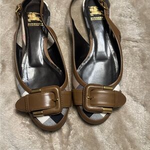 Burberry Brown Leather Buckle Sandals